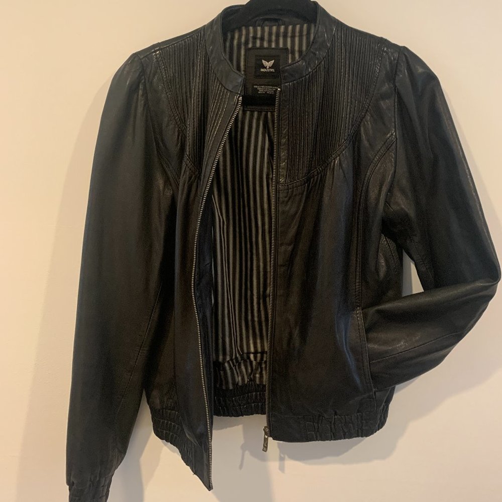 Industry dark brown leather jacket - large